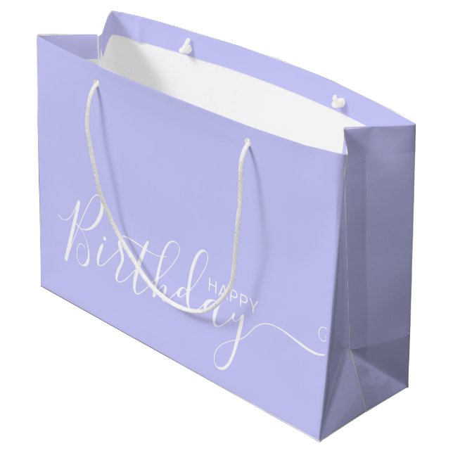Grand Sac Cadeau Joyeux Anniversaire Périwinkle Blanc Élégant  (Dos Angle)