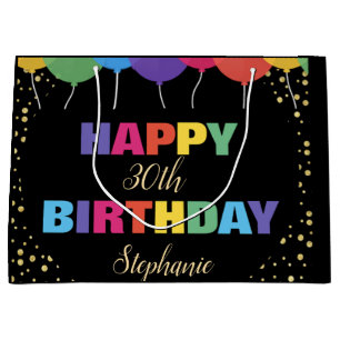 Grand Sac Cadeau Joyeux Anniversaire Personnalisé Année Nom Ballons