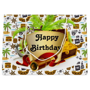 Grand Sac Cadeau Joyeux Anniversaire Pirate