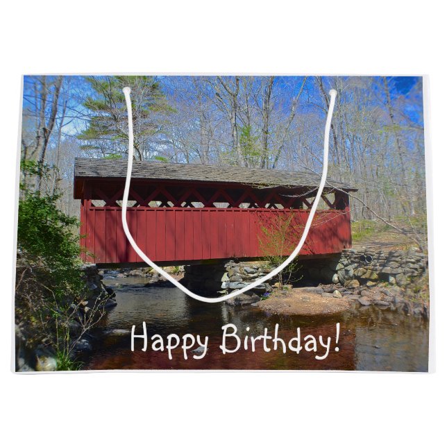 Grand Sac Cadeau Joyeux Anniversaire Pont couvert (Devant)