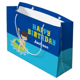 Grand Sac Cadeau Joyeux Anniversaire Pool Party Custom Boys Nom