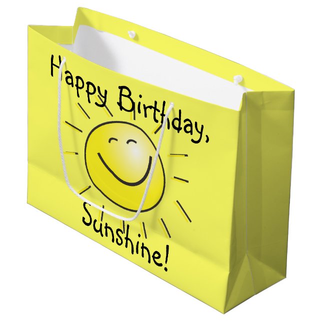 Grand Sac Cadeau Joyeux anniversaire, soleil ! (Devant Angle)
