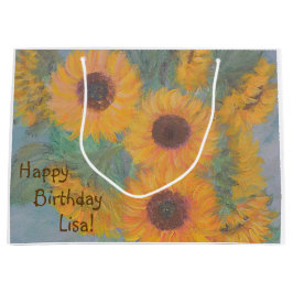 Grand Sac Cadeau Joyeux Anniversaire Tournesol Doux