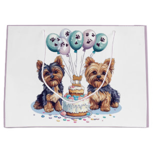 Grand Sac Cadeau Joyeux anniversaire Yorkie Chien