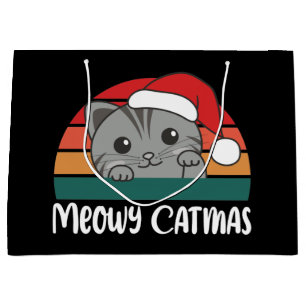 Grand Sac Cadeau Joyeux Catmas Drôle Chat Noël Pun Grand Cadeau Ba