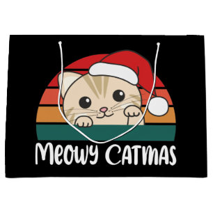 Grand Sac Cadeau Joyeux Catmas Drôle Chat Noël Pun Grand Cadeau Ba
