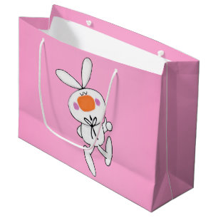 Grand Sac Cadeau Joyeux Danser Cartoon Blanc Lapin Lapin Lapin