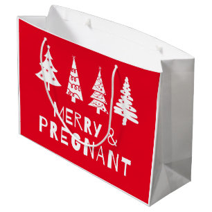 Grand Sac Cadeau Joyeux et enceinte à Noël