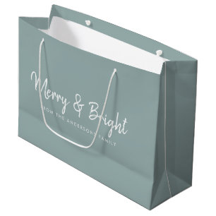 Grand Sac Cadeau Joyeux et lumineux Calligraphie de script Décont