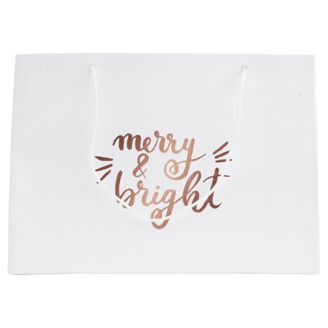 Grand Sac Cadeau Joyeux et lumineux - cuivre (Devant)