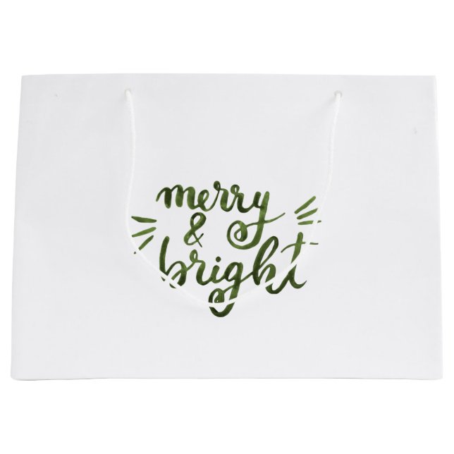 Grand Sac Cadeau Joyeux et lumineux - vert (Devant)