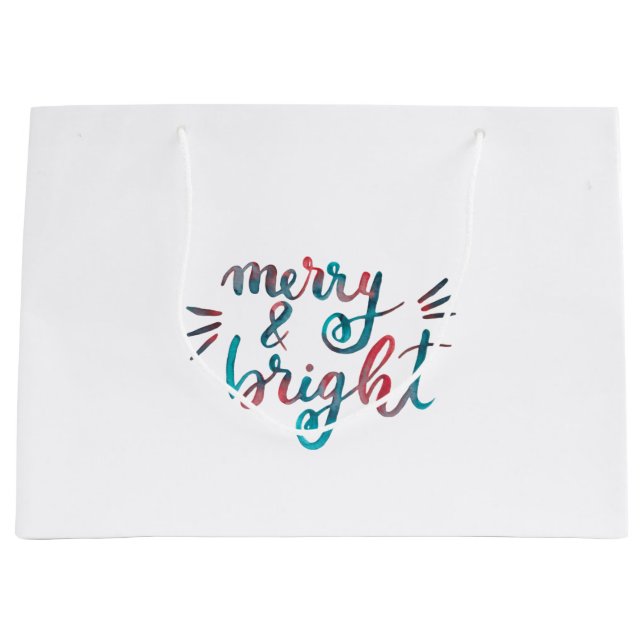 Grand Sac Cadeau Joyeux et lumineux - vert et rouge (Devant)