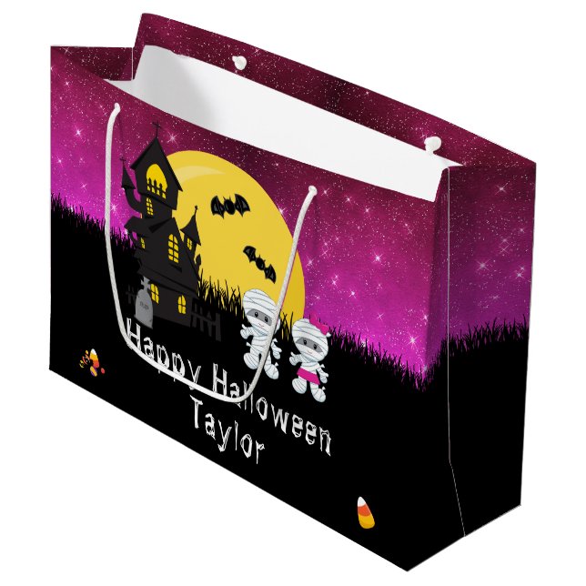 Grand Sac Cadeau Joyeux Halloween Costume Party maman rose (Devant Angle)