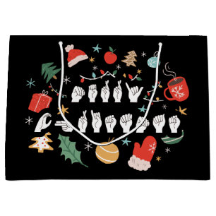 Grand Sac Cadeau Joyeux Noël - ASL American Sign Language III
