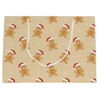 Grand Sac Cadeau Joyeux Noël au pain d'épice