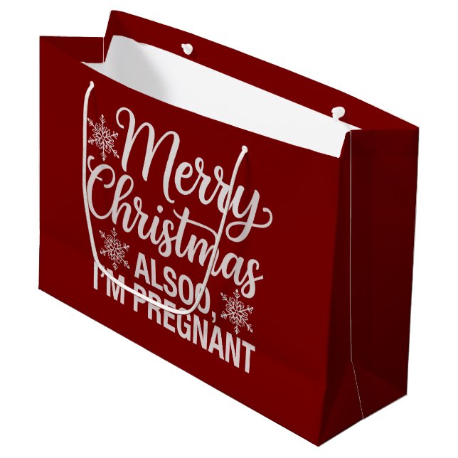 Grand Sac Cadeau Joyeux Noël Aussi Je suis Faire-part bébé enceinte (Devant Angle)