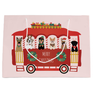 Grand Sac Cadeau Joyeux Noël Chiens de vacances Trolly