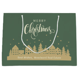 Grand Sac Cadeau Joyeux Noël Green Retro | Clients immobiliers