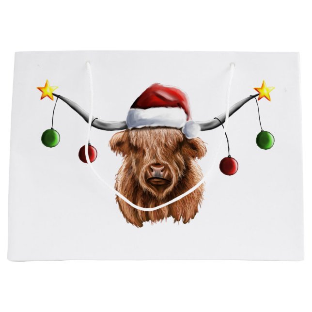 Grand Sac Cadeau Joyeux Noël Hielan Coo (Devant)