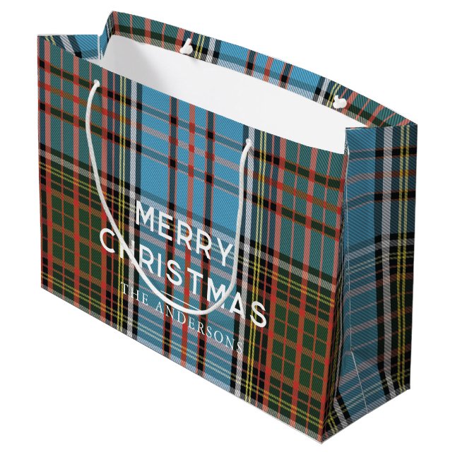 Grand Sac Cadeau Joyeux Noël Joué Jours fériés Anderson Tartan (Dos Angle)