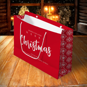 Grand Sac Cadeau Joyeux Noël mignon Whimsical Red Snowflake