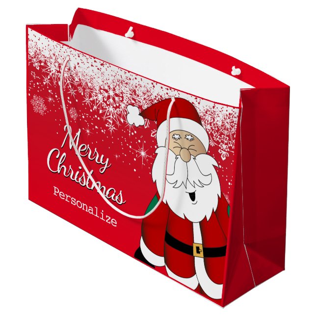 Grand Sac Cadeau Joyeux Noël Père Noël (Dos Angle)