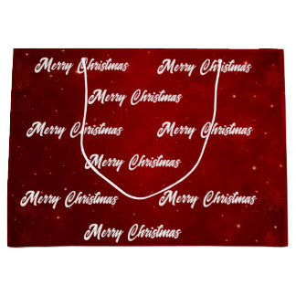 Grand Sac Cadeau Joyeux Noël Rouge Cramoisi Élégant