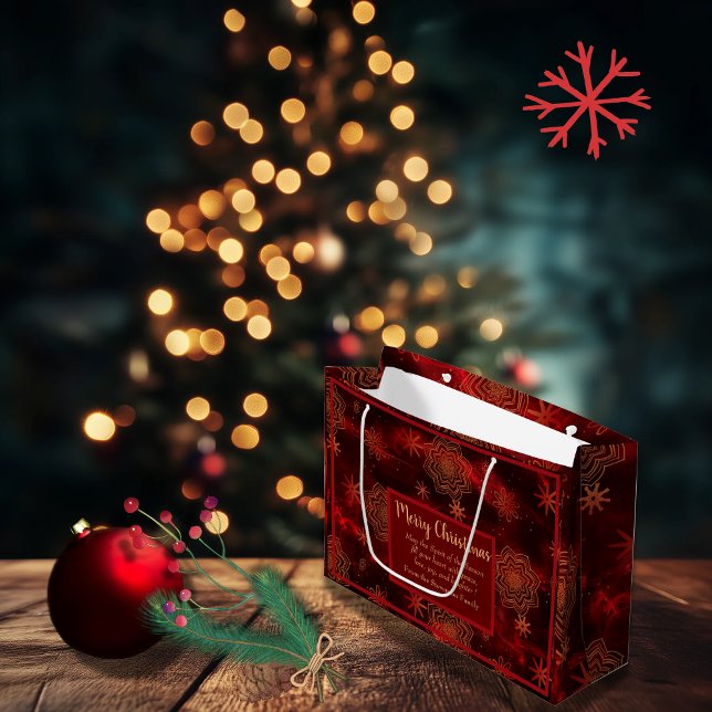 Grand Sac Cadeau Joyeux Noël rouge Personnalisé (Red Merry Christmas Personalized Large Gift Bag)