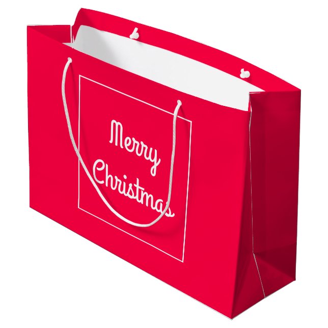 Grand Sac Cadeau Joyeux Noël Texte Nostalgique Rouge Blanc Modèle (Dos Angle)