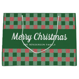 Grand Sac Cadeau Joyeux Noël vert classique