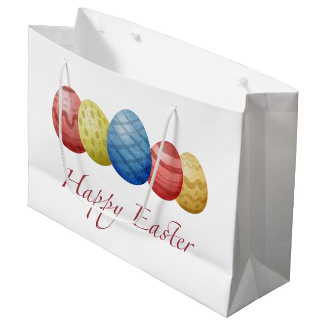 Grand Sac Cadeau Joyeux oeufs de Pâques (Devant Angle)