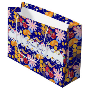 Grand Sac Cadeau Joyeux Rosh Hashanah Juif Nouvel An Modèle Floral