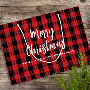 Grand Sac Cadeau Joyeux sapin de Noël Simple Buffalo Check Motif