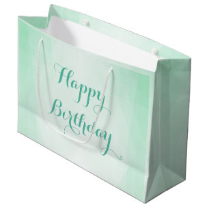 Grand Sac Cadeau Joyeux texte d'anniversaire Mint vert tendance Cou