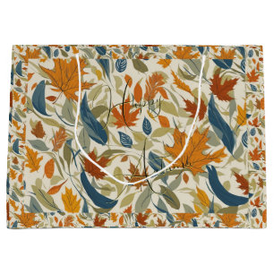Grand Sac Cadeau Joyeux texte Turquoise orange jaune d'automne