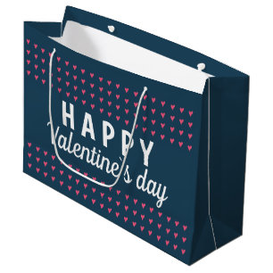 Grand Sac Cadeau Joyeux Valentin's Day Pink Heart Motif