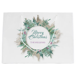 Grand Sac Cadeau Joyeux Vêtements de Noël Succursale White Mint