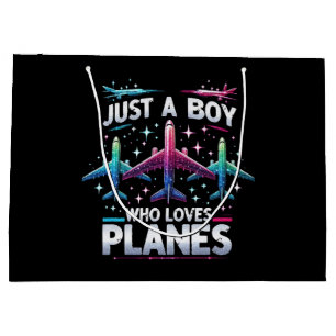 Grand Sac Cadeau Juste un garçon qui aime les avions