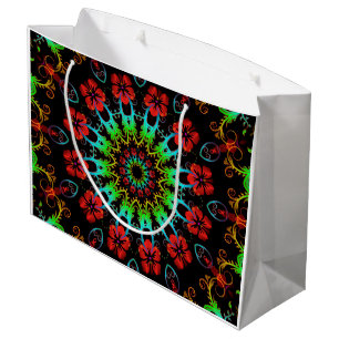 Grand Sac Cadeau Kaleidoscope Fleur Hibiscus II + votre idée