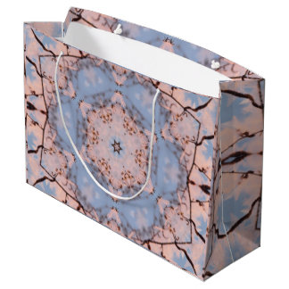 Grand Sac Cadeau Kaleidoscope Matin Bleu & Rose Givre