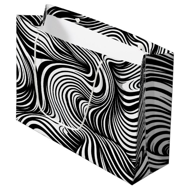 Grand Sac Cadeau Kaleidoscope monochrome (Devant Angle)