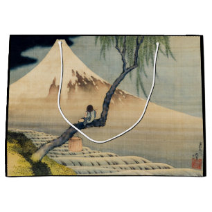 Grand Sac Cadeau Katsushika Hokusai - Garçon regardant le Mont Fuji