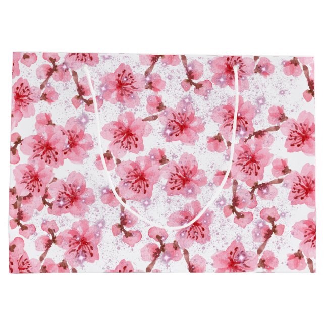 Grand Sac Cadeau kawaii pink cherry blossoms (Dos)