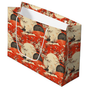 Grand Sac Cadeau Kimono Couple Sakura Romantique Motif (1)