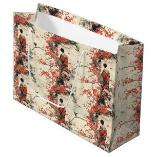 Grand Sac Cadeau Kimono Couple Sakura Romantique Motif (2)
