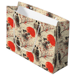Grand Sac Cadeau Kimono Couple Sakura Romantique Motif (3)