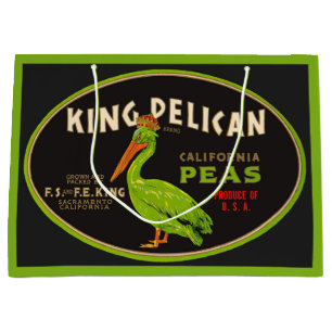 Grand Sac Cadeau King Pelican California pois crate étiquette