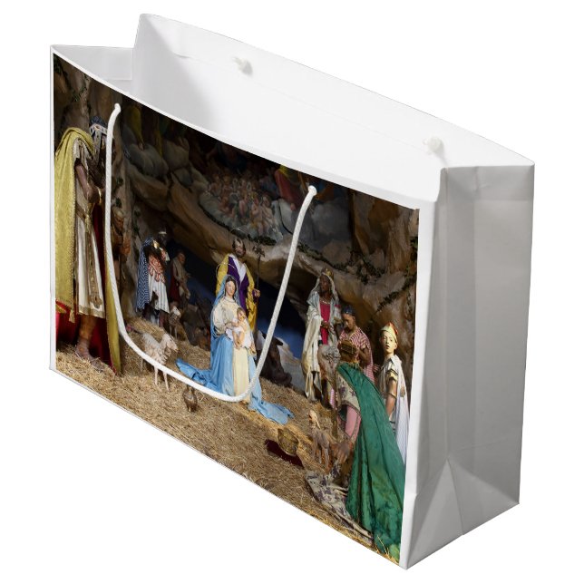 Grand Sac Cadeau La crèche de Noël antique (Devant Angle)