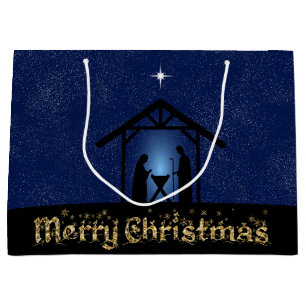 Grand Sac Cadeau La crèche de Noël Scène religieuse