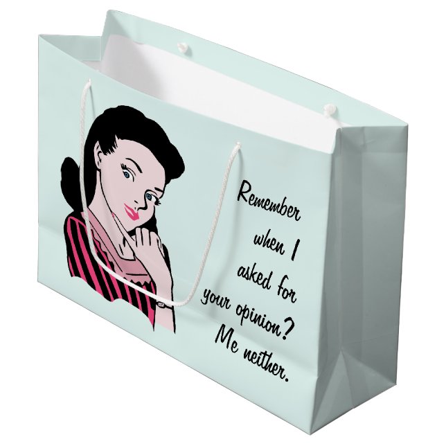 Grand Sac Cadeau La Femme de les années 50 Sarcasme (Devant Angle)